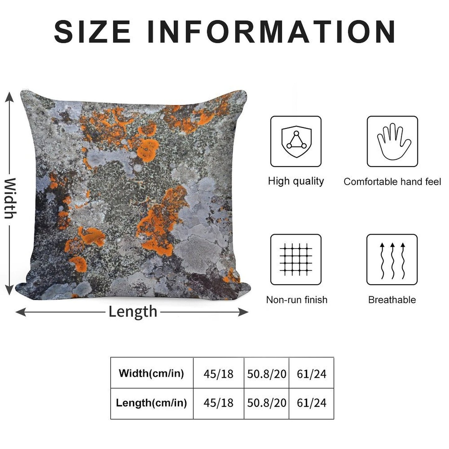 Orange And Grey Lichen Soft High-Density Material Throw Pillow