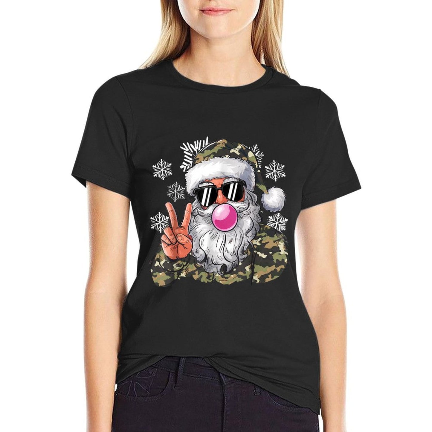 Funny Christmas Camouflage Camo Santa Hello Hunting Season Comfortable T-Shirt