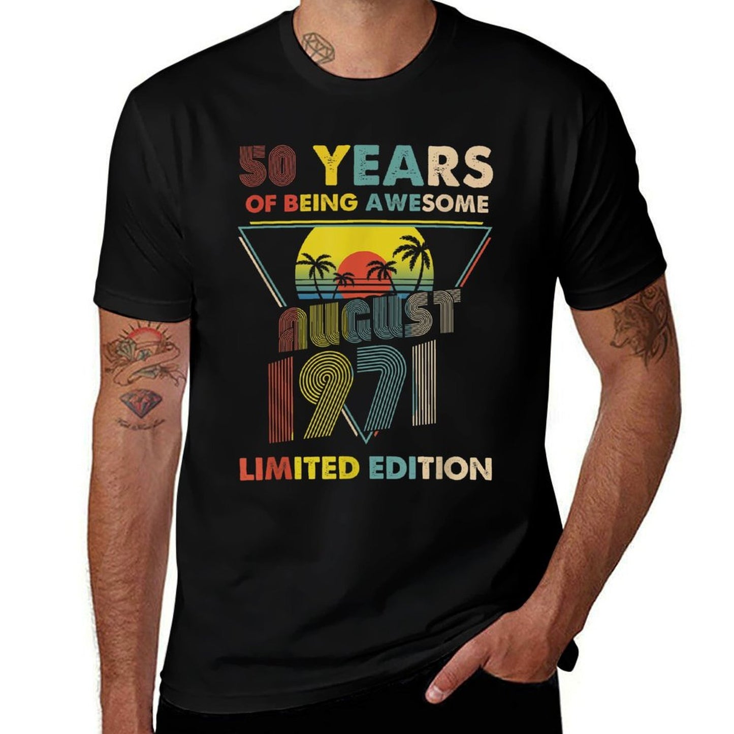 August 1971 Vintage Retro 50 Years 50th Birthday Gift  Stretchy T-Shirt