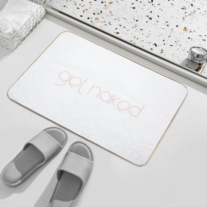 Get Naked Funny Bathroom Graphic  Easy To Clean Bath Mat