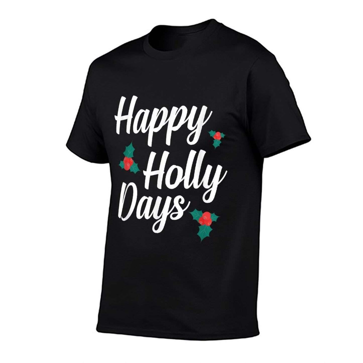 Frohe Weihnachten - Lustiges Happy Holly Days Unisex-Adults Kids Christmas  Ribbed Collar T-Shirt