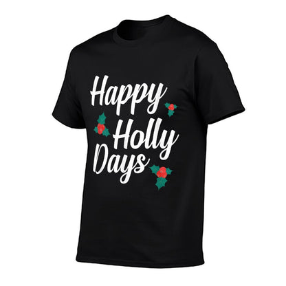 Frohe Weihnachten - Lustiges Happy Holly Days Unisex-Adults Kids Christmas  Ribbed Collar T-Shirt
