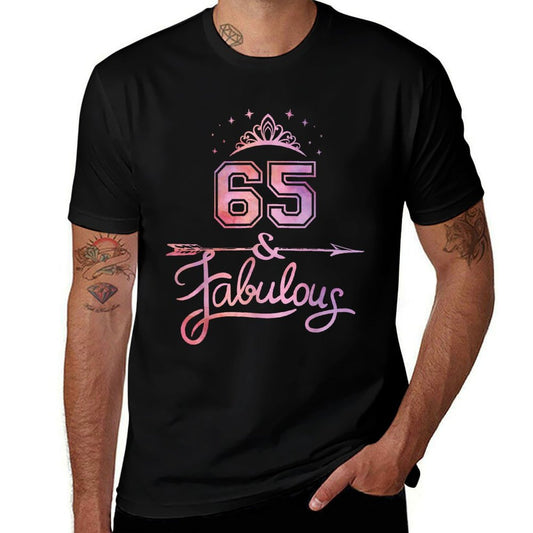 Women 65 Years Old And Fabulous Happy 65th Birthday  Ribbed Collar T-Shirt