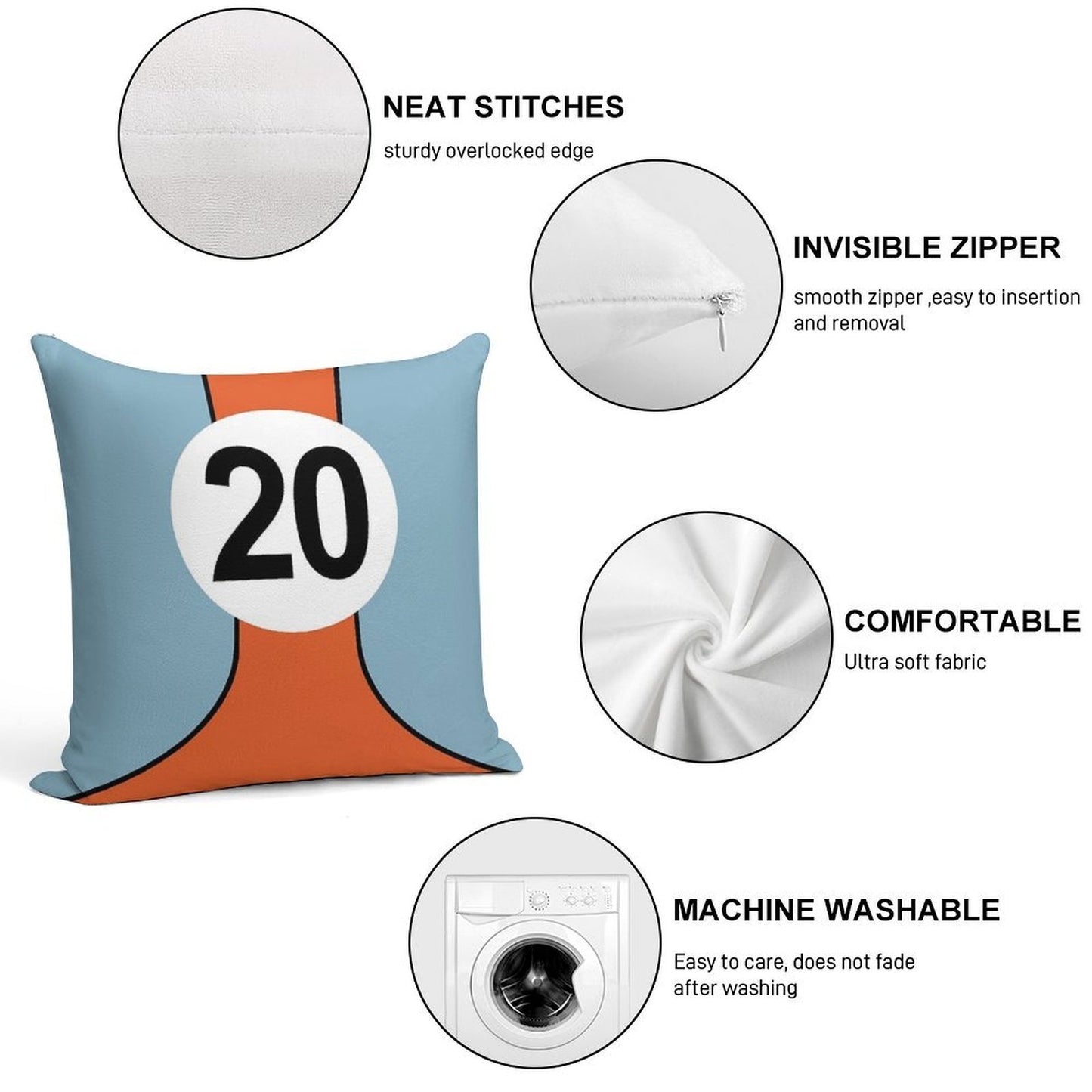 Racing Colours No20 Soft Decorative Cover Throw Pillow