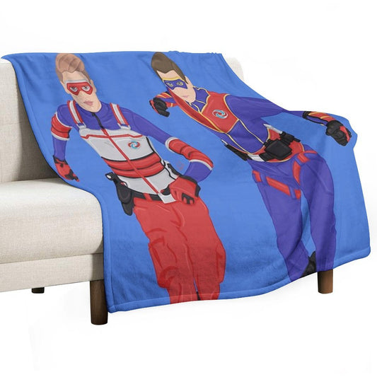Captain Man And Kid Danger - Heroic Digital Eco-conscious Throw Blanket