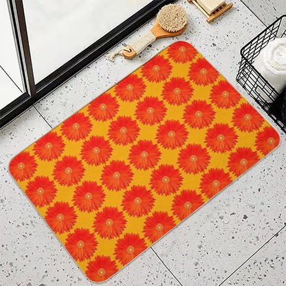 Orange Gebera Flower  Dirt-Trapping Bath Mat