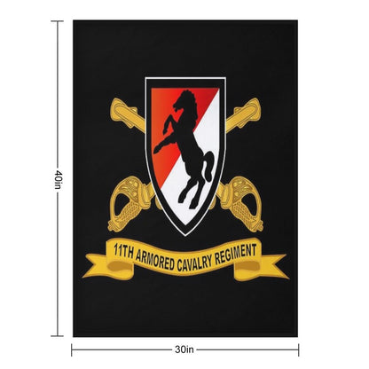 Army  - 11th Armored Cavalry Regiment - SSI W Br - Ribbon X 300 Sustainable Throw Blanket