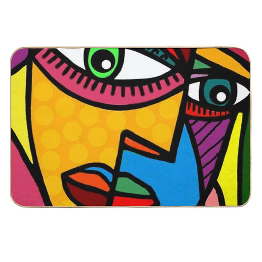 Funky Abstract Face  Dirt-Trapping Bath Mat