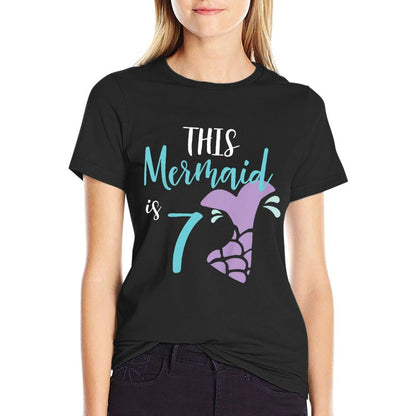 Kids Birthday Girl Mermaid, Seven Year Old Birthday Gift Comfortable T-Shirt