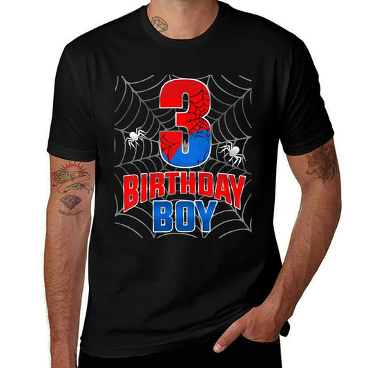 Kids Spider Web Three 3 Years Old It's My 3rd Birthday Boy  High-quality Stitching T-Shirt