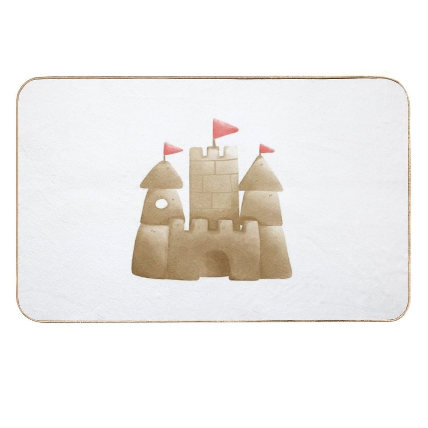 Cute Sandcastle with Flags - Beach Summer Illustration  Absorbent Bath Mat