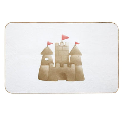 Cute Sandcastle with Flags - Beach Summer Illustration  Absorbent Bath Mat