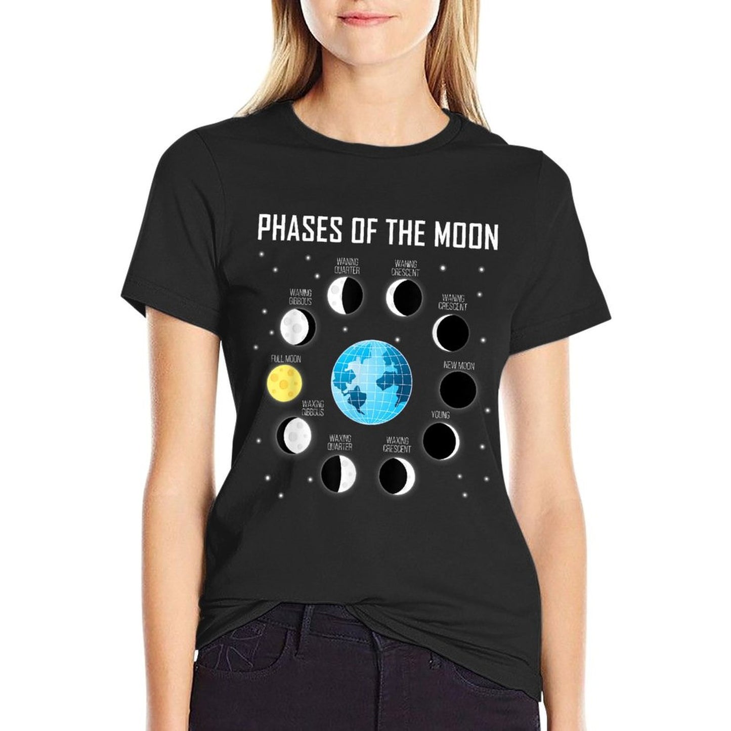 Phases of The Moon Moon Phase Space  Lightweight T-Shirt