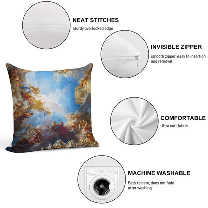 Ceiling Painting in Hercules Room of The Chateau De Versailles - France Soft Decorative Cover Throw Pillow