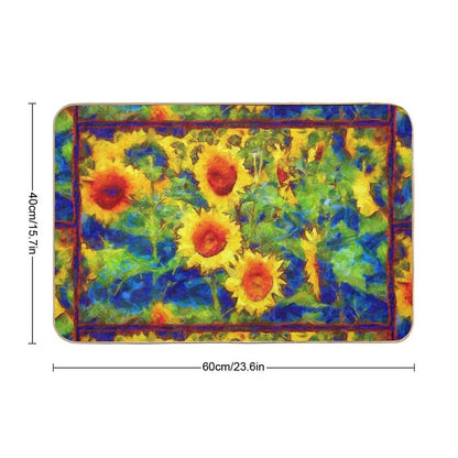 Sunflowers Dance in A Field - Girasole  Easy Maintenance Bath Mat