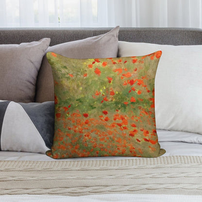 Monet Poppy Field Poppies Only Version Soft Anti-Pilling Throw Pillow