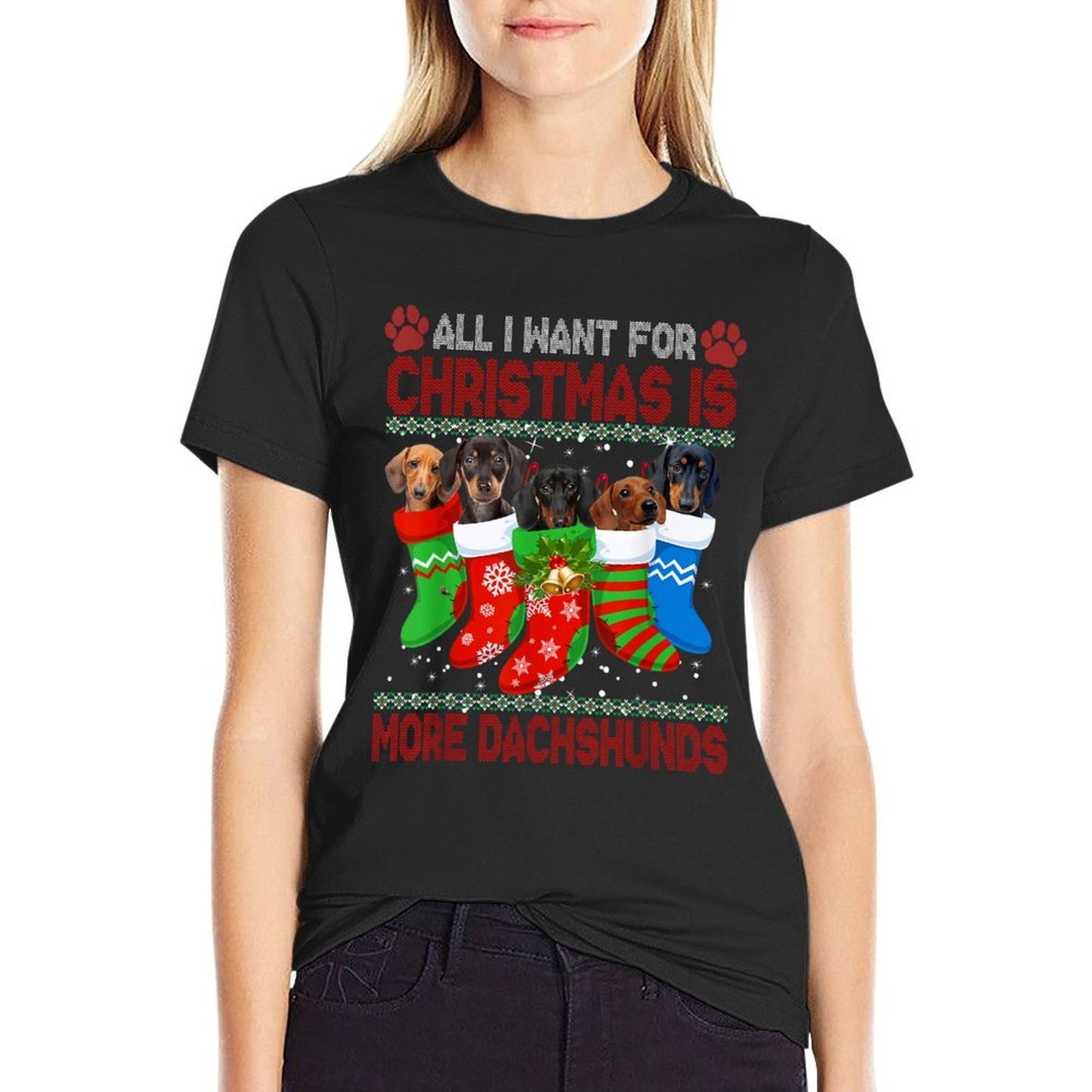 I Want For Christmas Is More Dachshunds Ugly Xmas Dog Lovers Men Women Kids  Soft T-Shirt