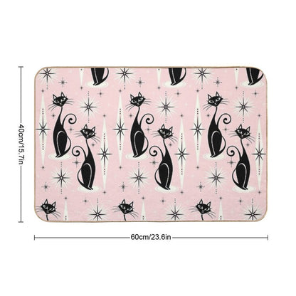 Mid Century Meow Retro Atomic Cats  Multi-Purpose Bath Mat