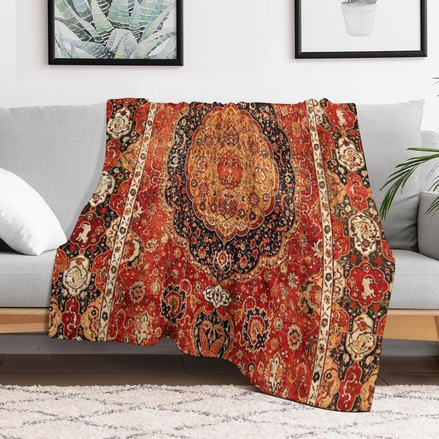 Seley Antique Persian Rug Print Compact Throw Blanket