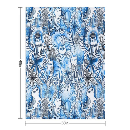 Watercolor Cats And Flowers Multi-functional Throw Blanket
