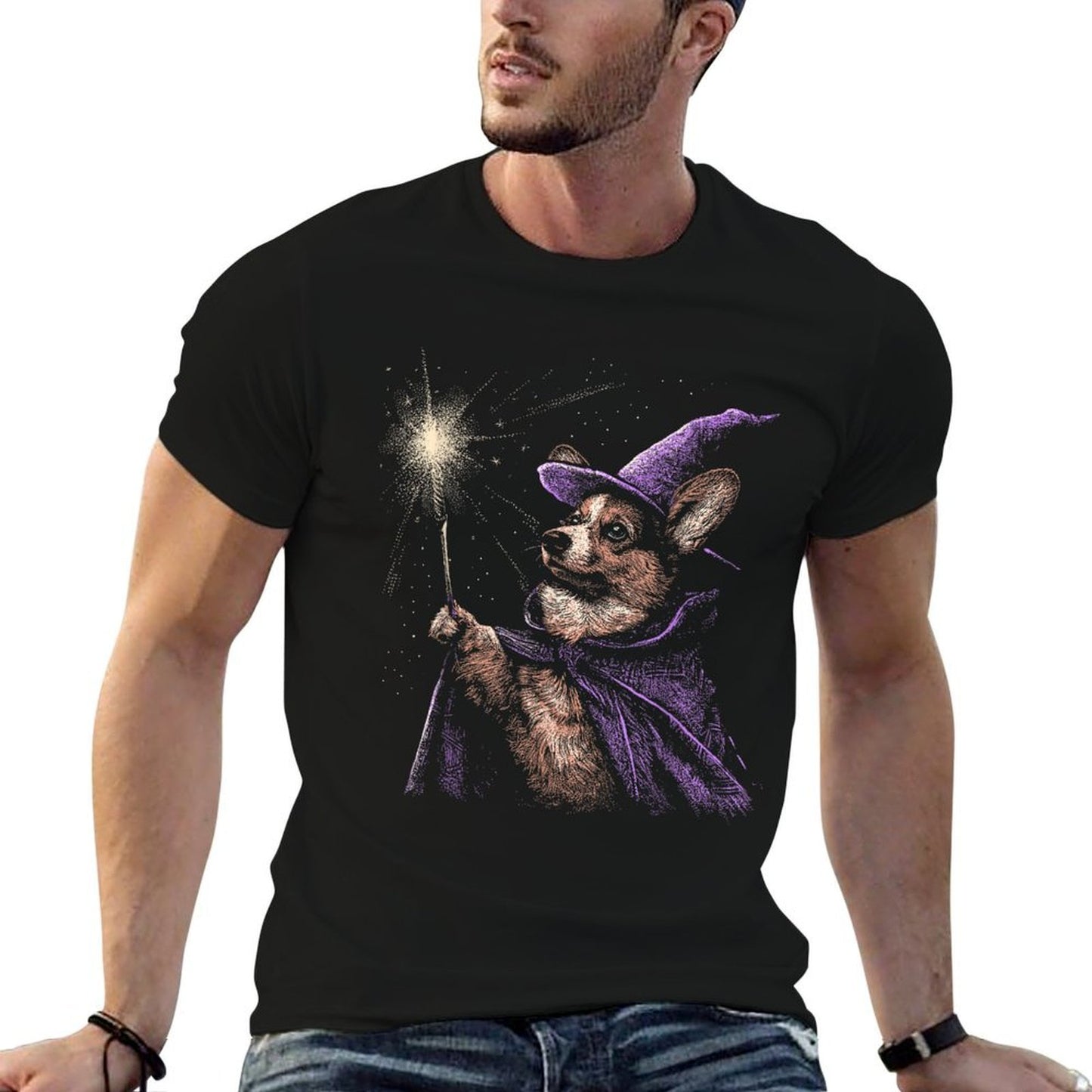 Wizard Corgi Magic Fantasy Dog Corgi Lover Magician  Versatile T-Shirt