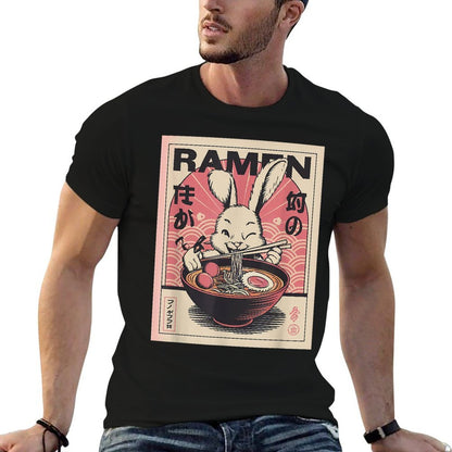 Anime Rabbit Manga Kawaii Otaku Neko Japanese Ramen Rabbit  Durable T-Shirt