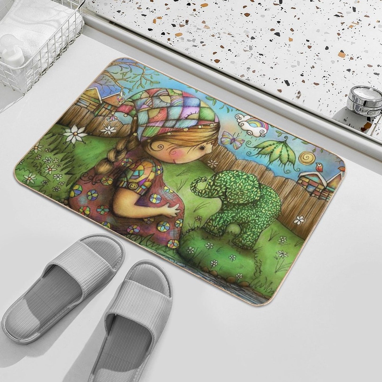 Theres An Elephant in My Garden  Odorless Bath Mat