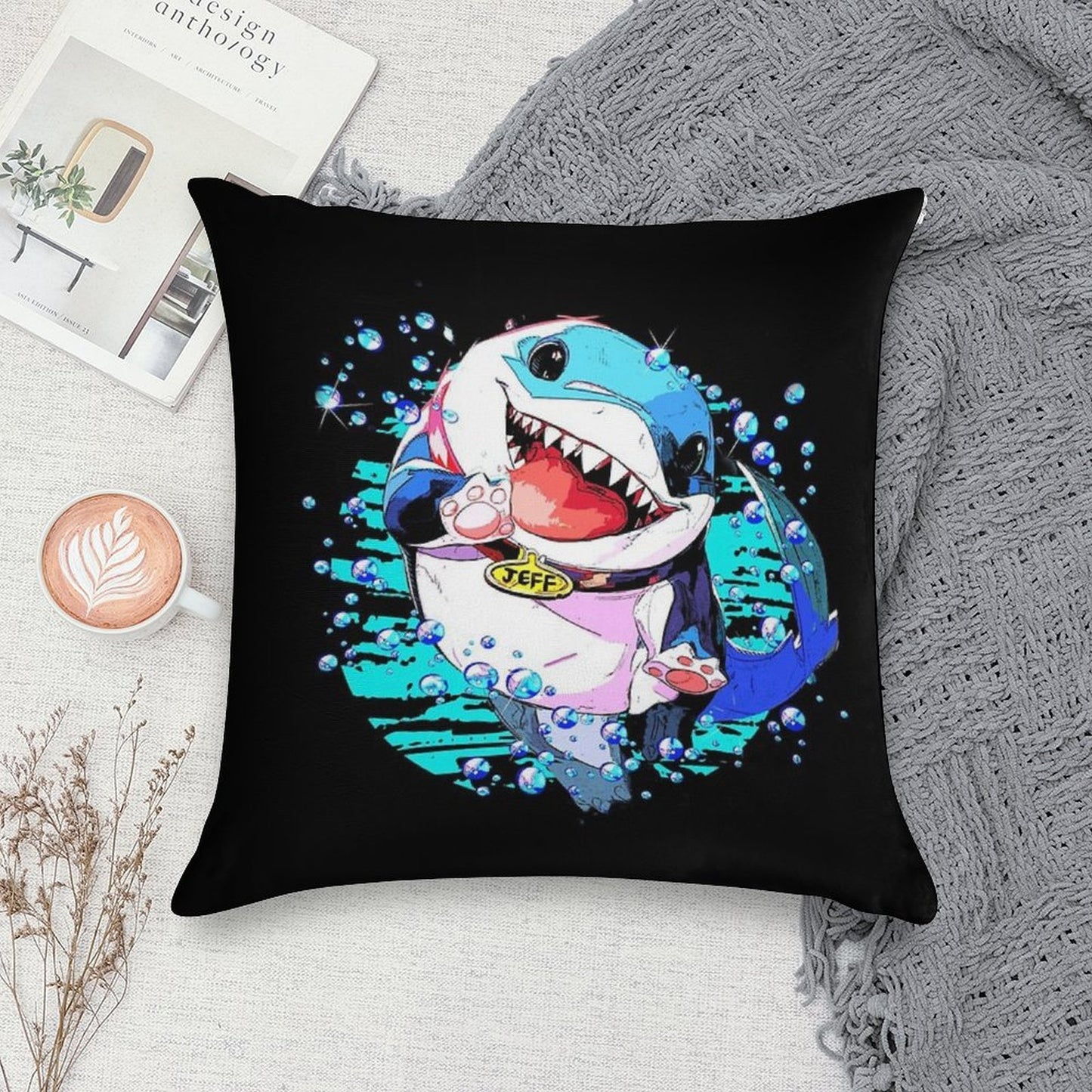 Jeff The Land Shark Soft Anti-Pilling Throw Pillow