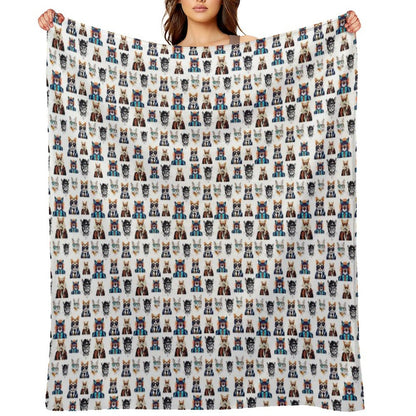 Cool Cat Chronicles Pattern 4 Plush Throw Blanket