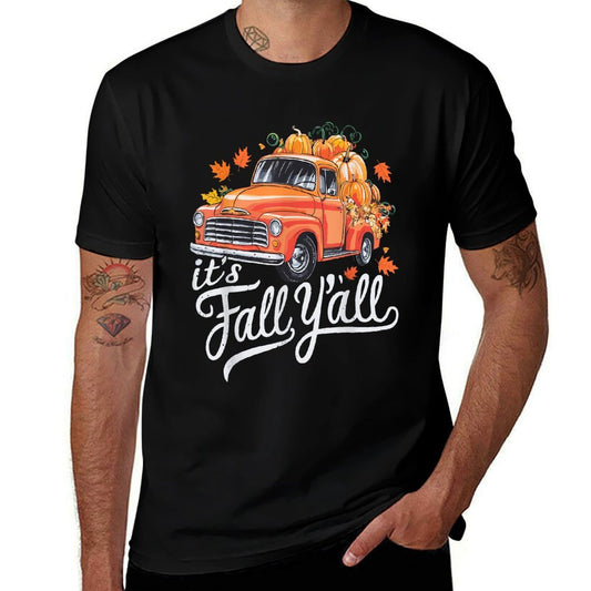 Its Fall Yall Pumpkin Truck Autumn Tree Hello Fall  High-quality Stitching T-Shirt