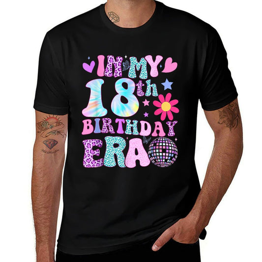 Groovy In My 18th Birthday Era Gifts Funny 18 Years Old  Eco-friendly Material T-Shirt