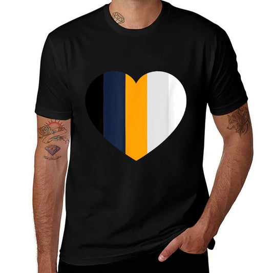 Cute Stripes Pattern Dark Blue Yellow White Theme Minimalist  Versatile T-Shirt