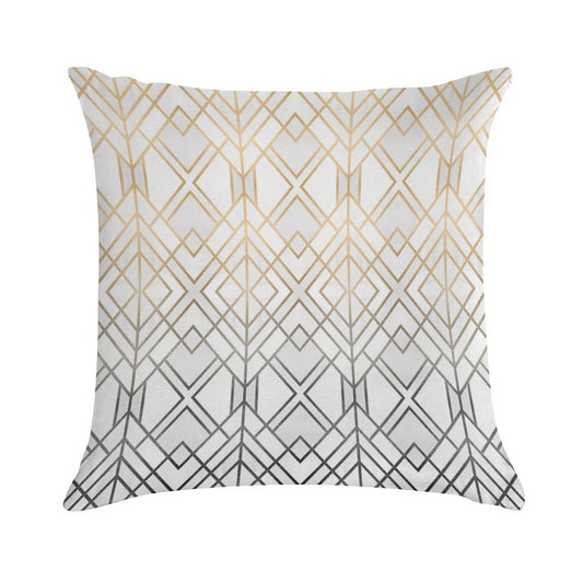 Gold And Grey Geo Soft Fade-Resistant Throw Pillow