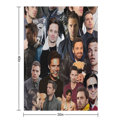 Sebastian Stan Photo Collage Quick-dry Throw Blanket