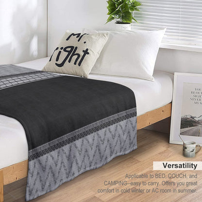 Dutch Wax Border Print in Black & White Machine-washable Throw Blanket
