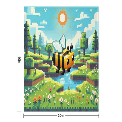 Pixelated Bee Design Anti-pilling Throw Blanket