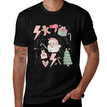 Retro Christmas Hairstylist Santas Favorite Hair Stylist  High-quality Stitching T-Shirt