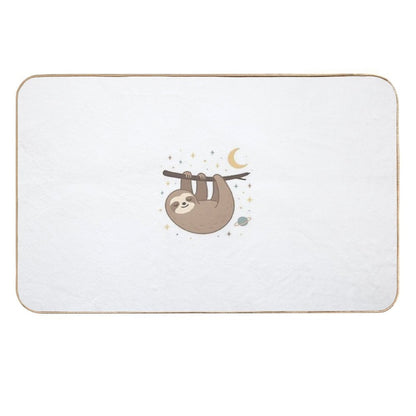 Cosmic Sloth – Sleepy Sloth Hanging in Space  Fade-Resistant Bath Mat