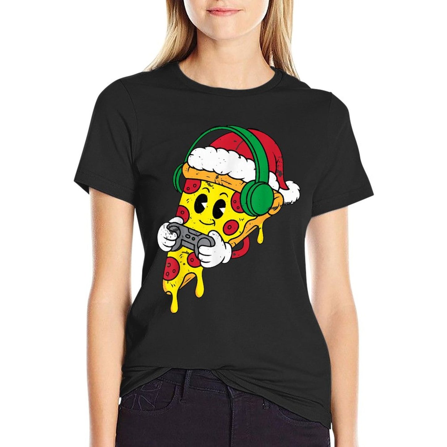 Christmas Gamer Pizza Video Gaming Men Boys Kidsn Youth  Quick-drying T-Shirt