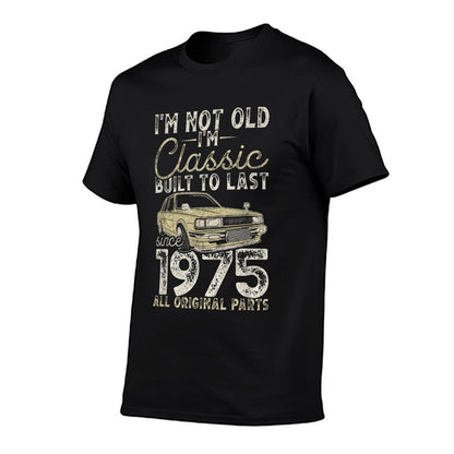 50th Birthday, Since 1975, Classic Car, 50 Year Old  Heathered Texture T-Shirt