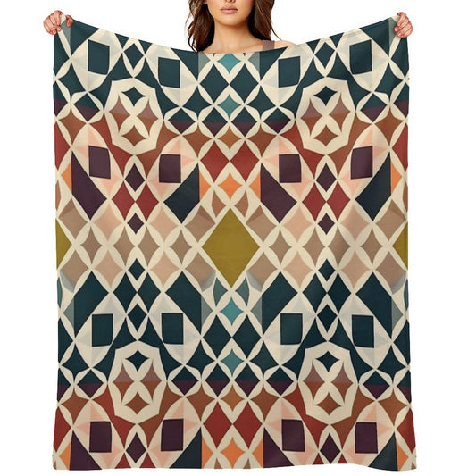 Abstract Geometric Design Durable Throw Blanket