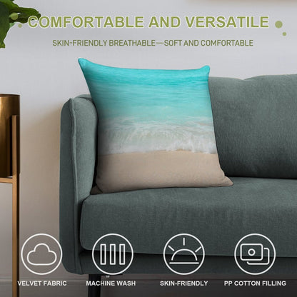 Bright Blue Calm Ocean Shore Soft Multiple Sizes Throw Pillow