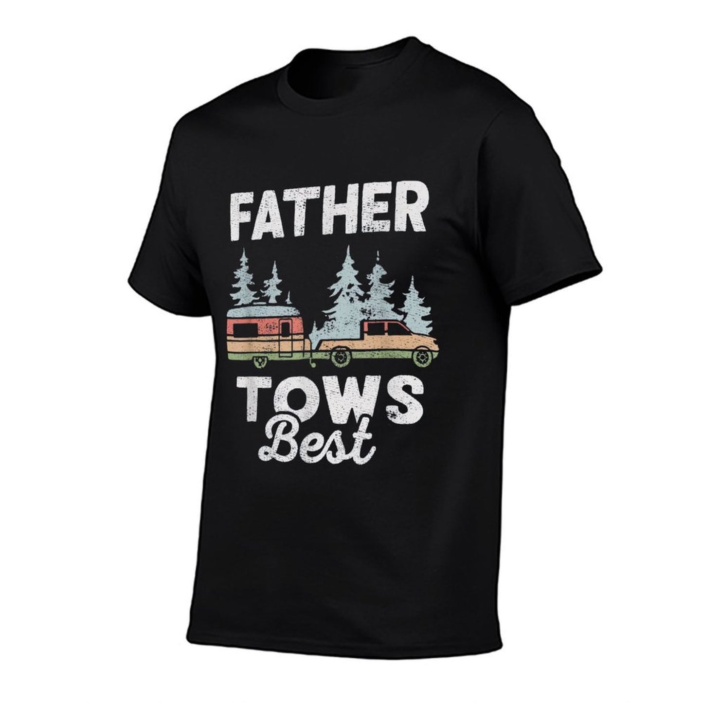 Father Tows Best Mountains Forest Camping Fathers Day Funny  Rolled Sleeves T-Shirt