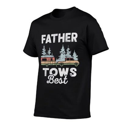 Father Tows Best Mountains Forest Camping Fathers Day Funny  Rolled Sleeves T-Shirt