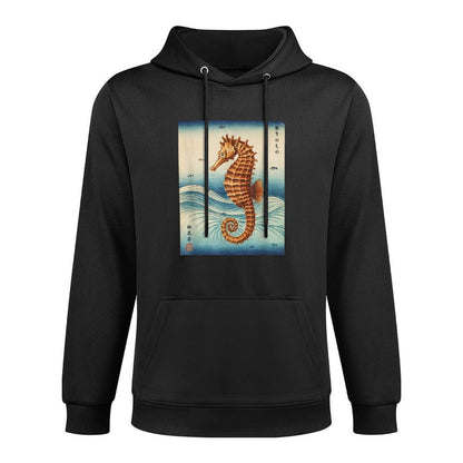 Japanese Art Sea Horse Kyosai Vintage Japan Artwork Shape Retention Hoodie