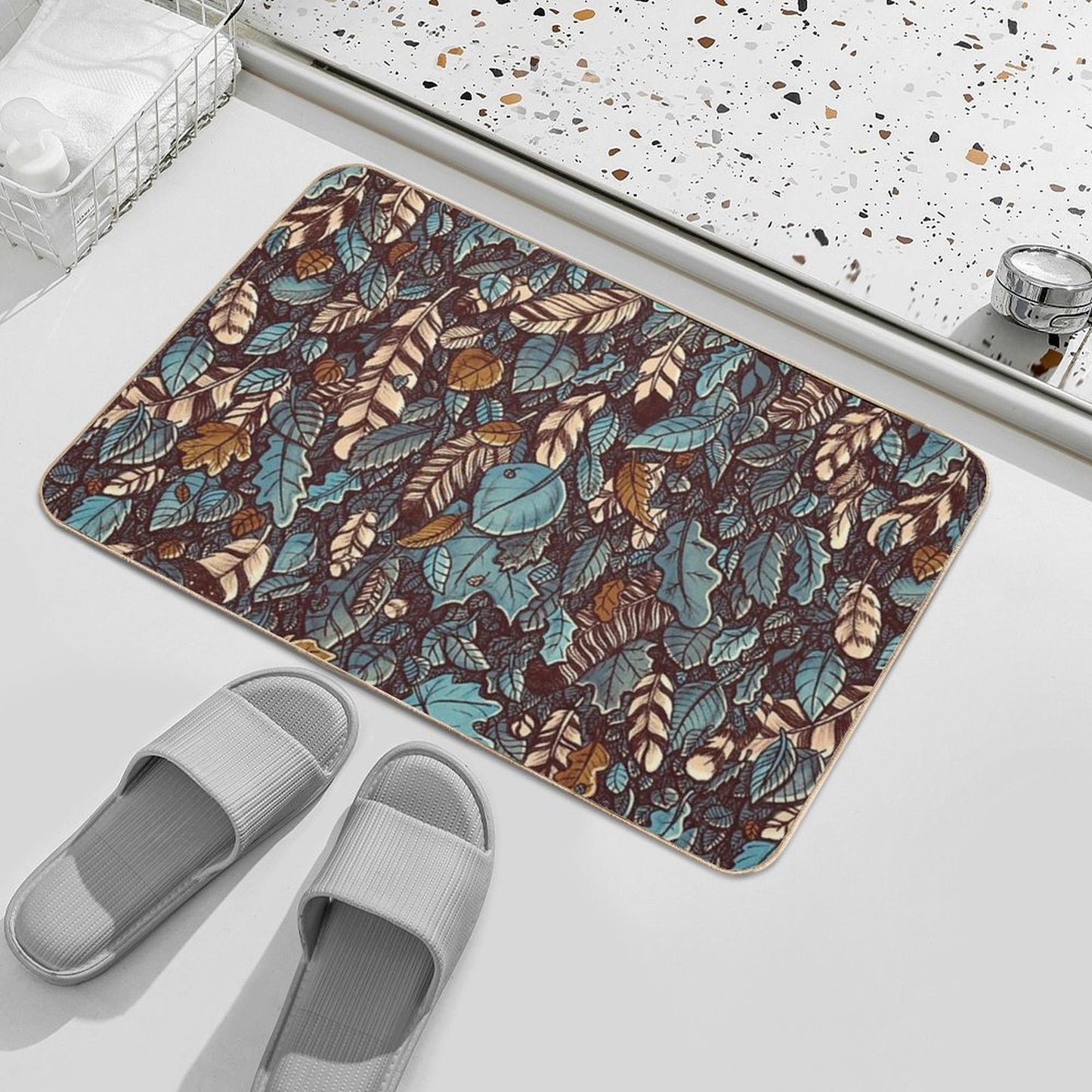 Leaves Color Blue  High-Traffic Bath Mat