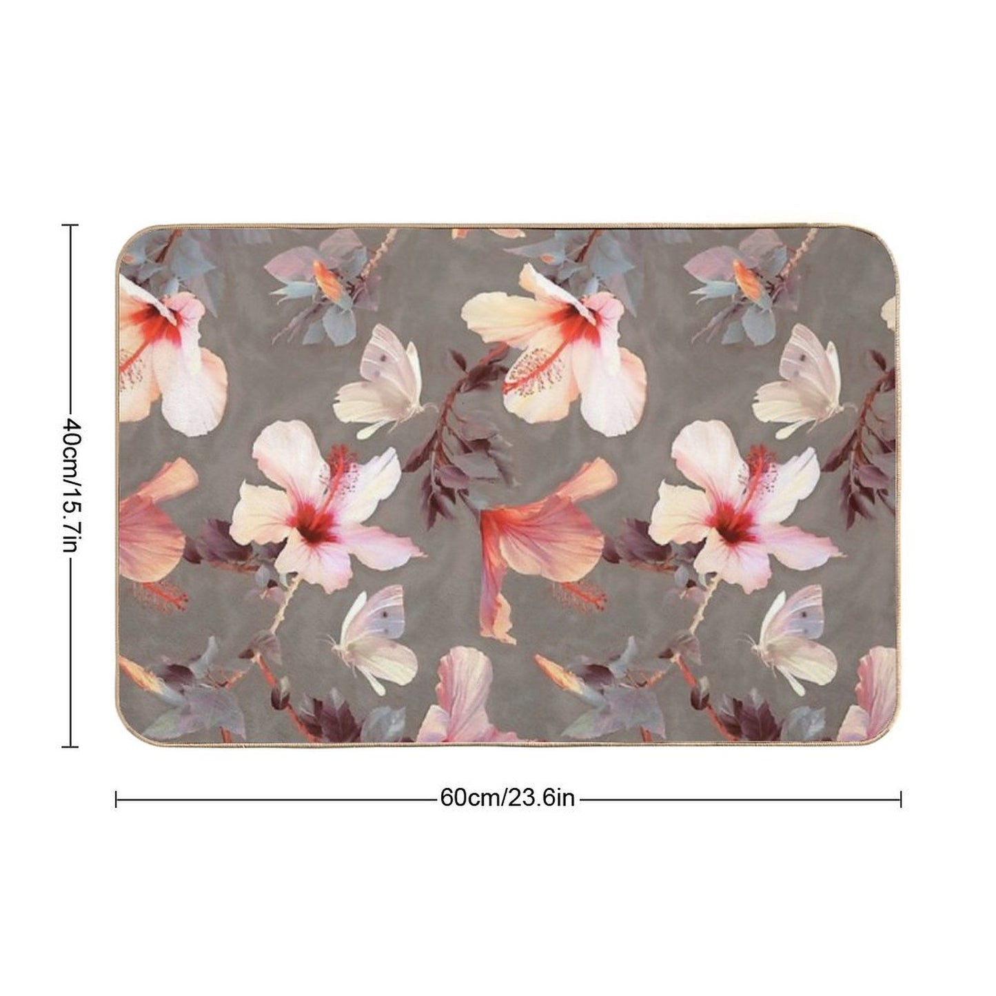 Coral Hibiscus  Odorless Bath Mat