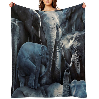 Elephants Plush Throw Blanket