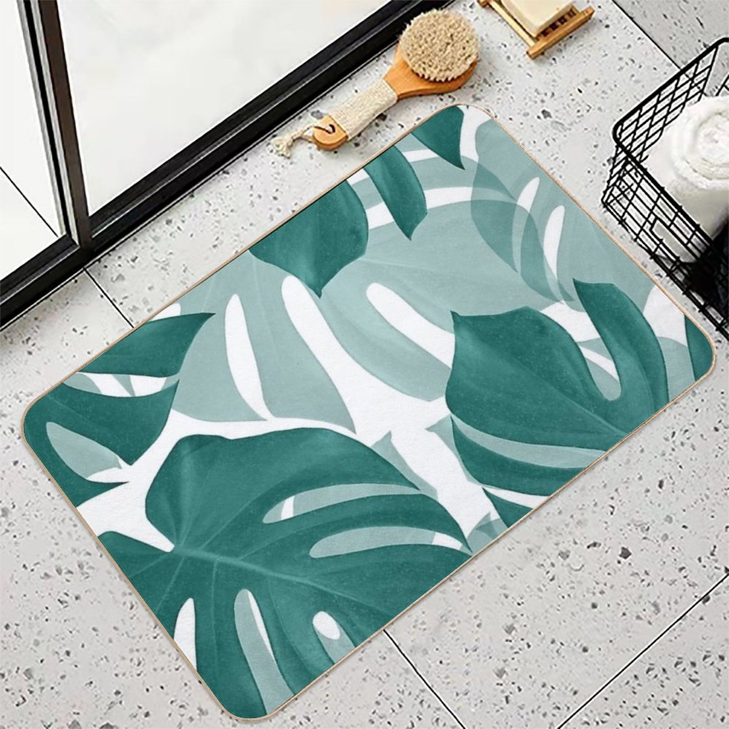 Monstera Leaves Vibes #1 #tropical #foliage #decor #art  Odorless Bath Mat