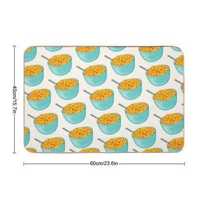 Mac & Cheese Pattern - White  Fade-Resistant Bath Mat